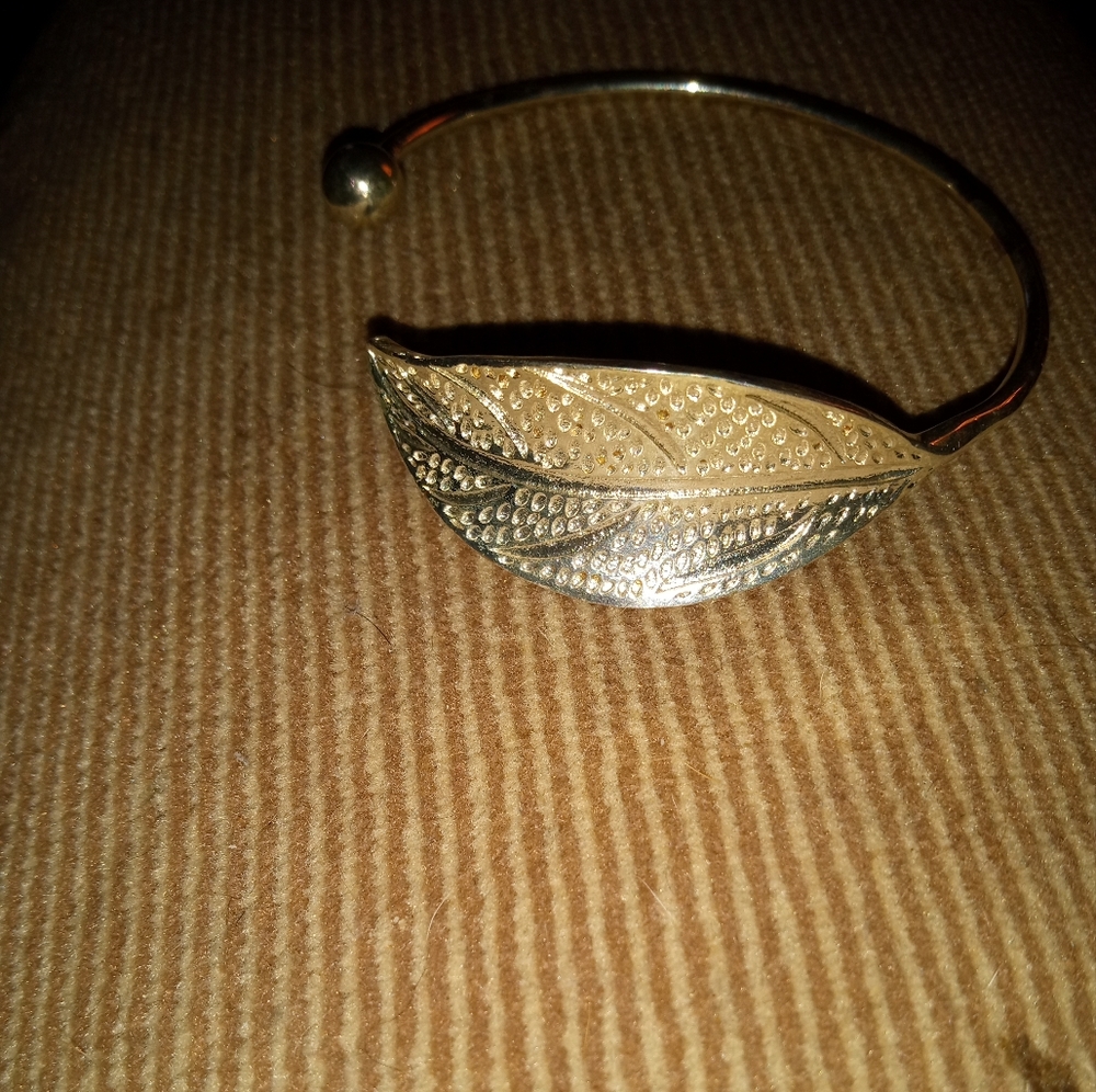 Open leaf 925 stamp cuff bracelets